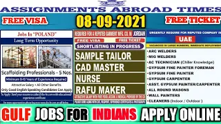 8th/Sept Assignment Abroad Times Today,Jobs in Dubai,Gulf Job Vacancy 2021,Dubai Job Vacancy 2021