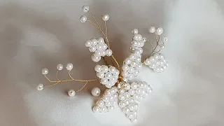 İncili Gelin Başı Tokası Yapımı - DIY Beaded Bridal Hair Pin