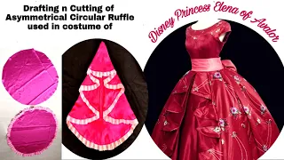 #Asymmetricalcircleruffle DIY Asymmetrical  Circular Ruffle used in Princess Alavor party wear gown