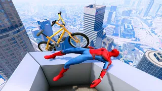 GTA 5 - Spiderman BMX Parkour Jumps Vol.66 (Euphoria Ragdolls)