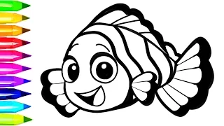Nemo Clown Fish Coloring Pages | Learn Colors for Kids with Nemo Coloring Book