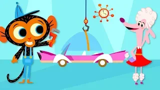 Ms. Poodle's Hairy Car Situation | Mr. Monkey, Monkey Mechanic | Cartoon For Kids