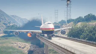 Trump's 747 Emergency Landing On California Highway After Engine Catch Fire | GTA 5