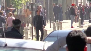 Tom Cruise, Director Christopher Mc Quarrie and the team of MI6 shooting a car chase in Paris.