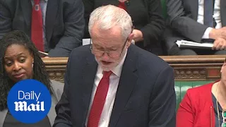 Moment government heckle Corbyn's response to May's statement - Daily Mail