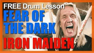 ★ Fear Of The Dark (Iron Maiden) ★ FREE Video Drum Lesson | How To Play SONG (Nicko McBrain)