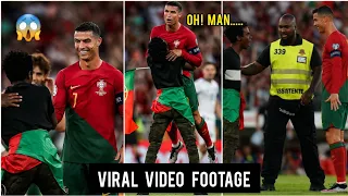 Crazy scene ! 😱Pitch invader lifts Cristiano Ronaldo & his 'Siu' celebration in bizarre incident.