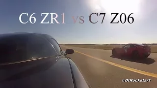 C6 ZR1 vs C7 Z06 | Corvette 1/2 mile Drag Race