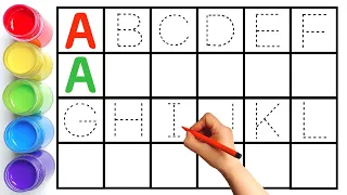 Alphabet, ABC song, ABCD, A to Z, Kids rhymes, collection for writing along dotted lines for toddler