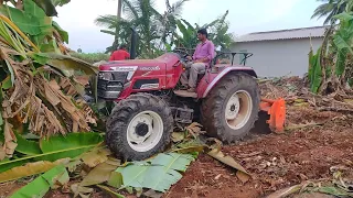 Mahindra Novo 755 Di + Shaktiman Tusker rotary tiller | Banana mulching | Mahindra Tractor power