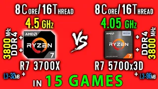 Ryzen 7 3700x vs Ryzen 7 5700x3D Test in 15 Games or R7 5700x3D vs R7 3800x