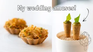 Cooking my wedding amuses! Onion & lovage cone and an artichoke & pistachio tartelette | Fine dining