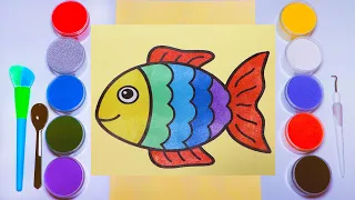 Drawing fish with colored sand