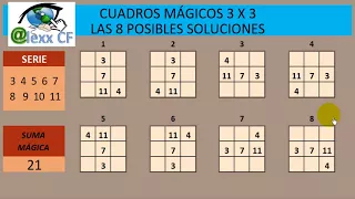 8 SOLUCIONES PARA LOS CUADROS MÁGICOS 3 X 3