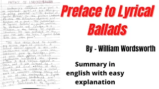Preface Of Lyrical Ballads by William Wordsworth | Preface Of Lyrical Ballads | English literature
