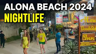 Philippines 4K 🇵🇭 Alona Beach after Dark: Electric NIGHTLIFE SCENE of Panglao Island