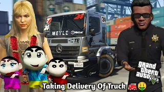 GTA 5: Franklin First Time Taking Delivery Of Truck🚒🤑Shinchan YouTube Money Waste😱😭PS Gamester