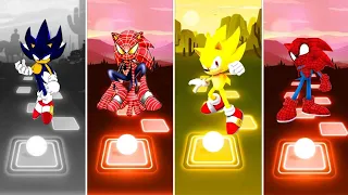 Dark Sonic 🆚 Spider Man Sonic 🆚 Super Sonic 🆚 Spider Man | Sonic EDM Rush Tiles Hop