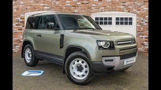 2021/71 LAND ROVER DEFENDER 90 HARD TOP D200 FOR SALE IN PANGEA GREEN WITH BLACK LEATHER INTERIOR