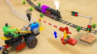 STOP, tractor! Careful ahead! diy tractor mini Train Barie traffic light science project| SunFarming