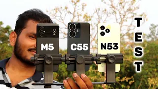 Realme Narzo N53 vs Realme C55 vs Poco M5 : Comparison & Test.