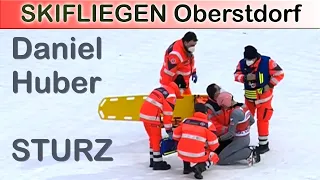 Skifliegen Sturz Oberstdorf von Daniel Huber  über 100 KMH