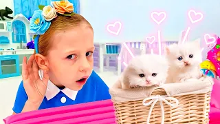 Nastya's daily routine with her cats - Kids Series about kittens