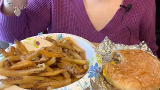 ASMR Eating Sounds:Five Guys!! Cheeseburger And Fries!! (No Talking)