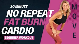 30 Minute Beginner Fat Burning Cardio | No Repeats | All Standing