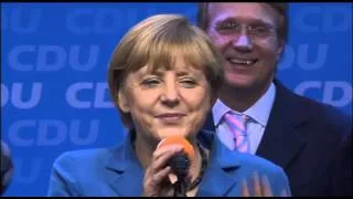 Angela Merkel celebrates victory in German election