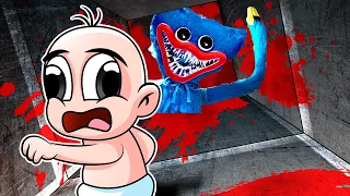 BEBE NOOB ESCAPA DE LA FABRICA DEL TERROR DE POPPY PLAYTIME EN ROBLOX 😰 BEBE NOOB VS HUGGY WUGGY