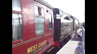 The No.34067 'Tangmere' with "NORTHERN BELLE: S&C Steam Special" was departing at Carlisle. (V5)