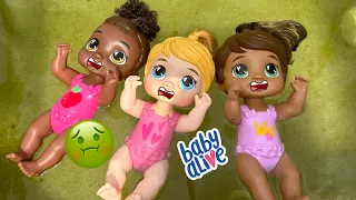 NEW Baby Alive dolls swimming in dirty pool! 🤢