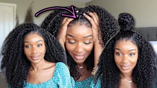 THE MOST NATURAL HAIRLINE WITHOUT GLUE! 4C EDGES ON A WIG | Curly FULL Natural Lace Wig Sunber Hair