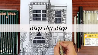 How To Draw A Building in One Point Perspective | London House |Step By Step