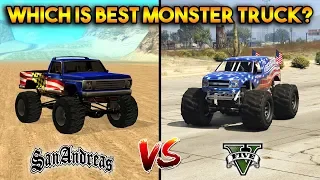 GTA 5 VS GTA SAN ANDREAS MONSTER TRUCK : WHICH IS BEST?