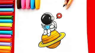Vẽ phi hành gia vũ trụ cute đơn giản