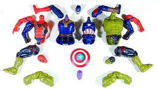 avengers superhero toys.. captain america vs thanos vs red spiderman vs hulk smash.. merakit mainan.