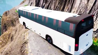 Passenger bus on deadly steep narrow road-BeamNG Drive