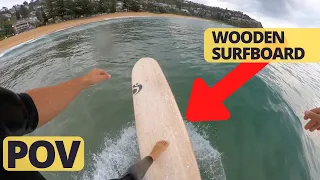 POV Longboarding A Perfect Empty Peak | Sydney, Wooden Surfboard