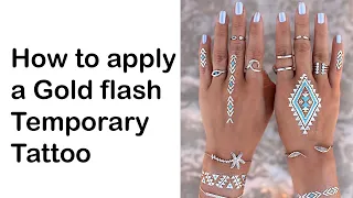How to apply temporary tattoo gold henna flash glitter body art from Tatodays