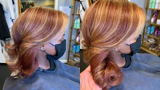 Red copper hair with blonde highlights| /Natural Hair