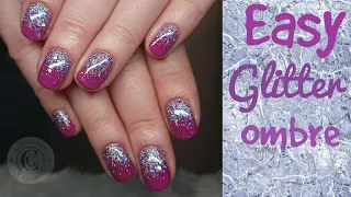 How to ombre loose glitter on to gel nails | Glitter ombre made easy