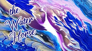 The Water Horse 🐎 Wild Acrylic Wandering Straight Pour with Amazing Details!