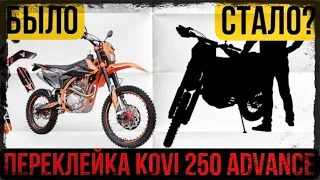 Переклейка Kovi advance 250. Наклейки на китайский эндуро