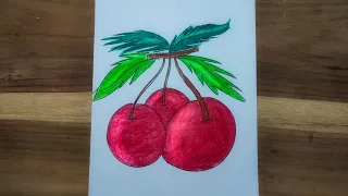 How to draw Red Cherry 🍒|| @Ananyasdrawinggallery562 #drawing #red #cherry