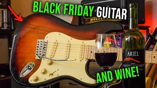 Unboxing My $90 BLACK FRIDAY SALE SAWTOOTH GUITAR (and a bottle of wine?)