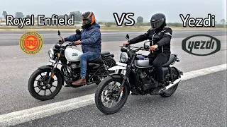 Yezdi Scrambler Vs Royal Enfield Meteor 350 | Drag Race | Comparison | Acceleration Test.