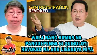 WALA NANG ARM^S NA PANGDEPENSA SI QUIBOLOY; REVOKED NA ANG LISENSYA NIYA