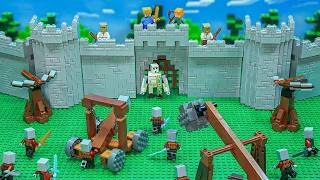 I Defending Fortress from a 1000 Pillager Raid In Lego Minecraft
